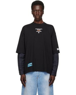 Aape By A Bathing Ape Main Faux Layered Long Sleeve T-Shirt - Black