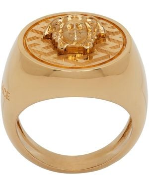 Versace Anello Con Chiave Greca Incisa in Metallic for Men
