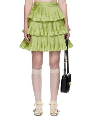Valentino Jupe Midi Verte En Taffetas