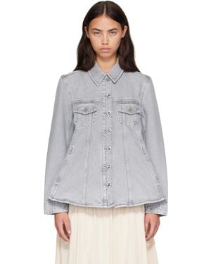 Ganni Rigid Denim A-Line Overshirt - Grey