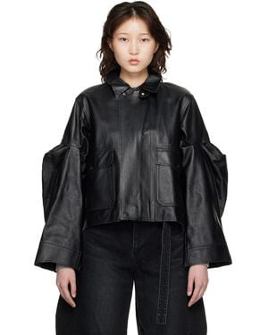 Sacai Leather Blouson Jacket - Black
