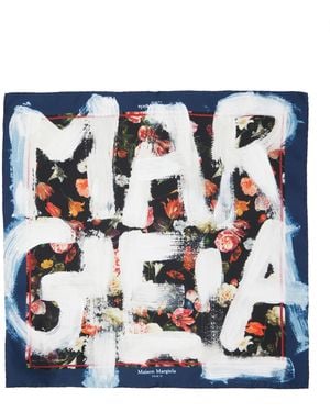 Maison Margiela Printed Silk Foulard Scarf - Blue
