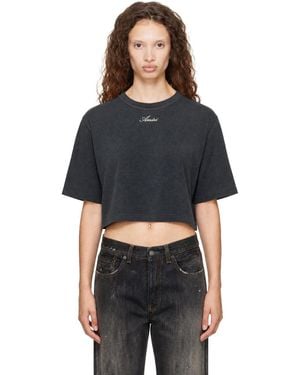 Amiri Embroidered Cropped T-Shirt - Black