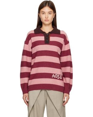 ANDERSSON BELL Loose-Fit Stripe Collar Polo - Red