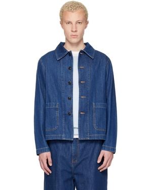 Merz B. Schwanen Blouson De Travail Écourté Bleu En Denim