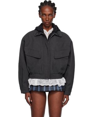 Pushbutton Blouson Noir À Capuche