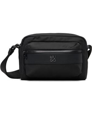HUGO Stacked Logo Twill Crossbody Bag - Black