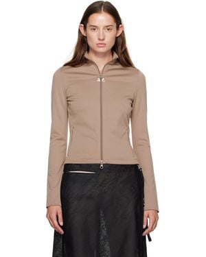 Courreges Tan Biker Track Jacket - Black
