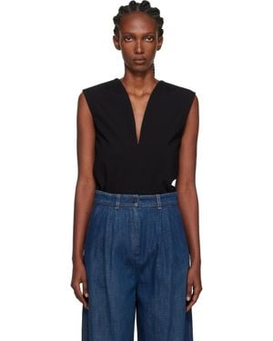 Lanvin ブラック ジャージ プランジングネック トップス