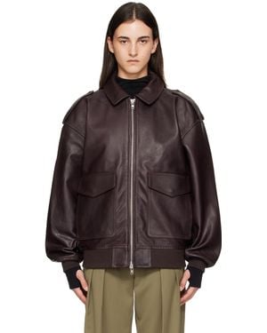 Frankie Shop Viper Leather Jacket - Brown