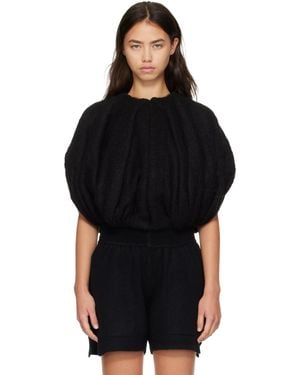 Rick Owens Tower Temple Bubble Cropped Jumper - Black