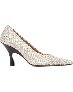 Stella McCartney Elsa Woven Metallic Heels - Black