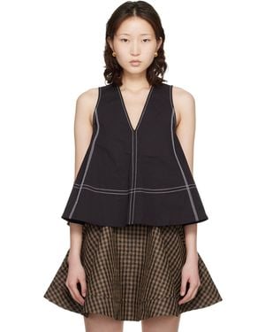 Ganni Cotton A-Line Top - Black