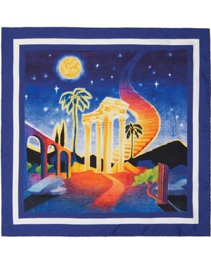 CASABLANCA Small Silk Scarf - Blue