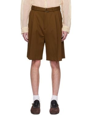 Cmmn Swdn Ssense Exclusive Marshall Pleated Shorts - Brown