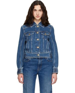 Balmain Blouson Écourté Bleu En Denim