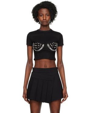 Area Crystal Bustier T-shirt - Black
