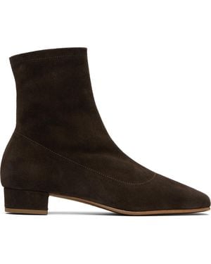 BY FAR Este Suede Leather Boots - Black