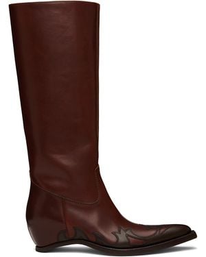 Maison Margiela Tan Heel-Less Western Knee Boots - Brown