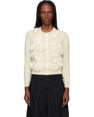 Comme des Garçons Lambswool Jersey X Flower Embroidery Cardigan - Black