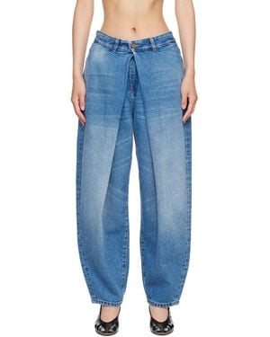 Balmain Barrel-Leg Denim Jeans - Blue