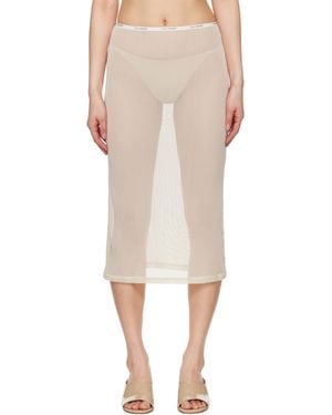 SILK LAUNDRY ベージュ メッシュ ミディアムスカート - マルチカラー