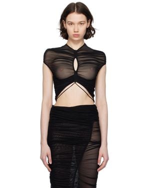 Mugler Cropped T-Shirt - Black