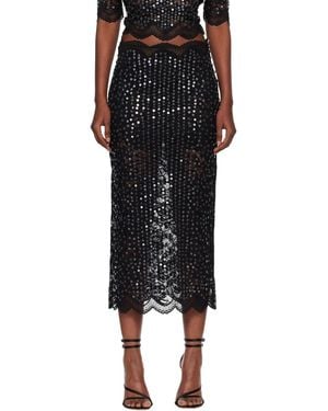 Rabanne Sequinned Midi Skirt - Black