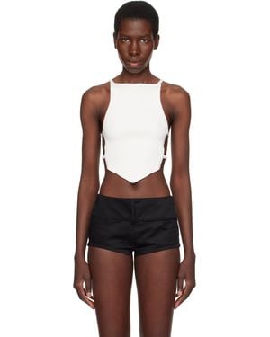 Courreges ホワイト Lingerie Detail Pointy トップス - ブラック
