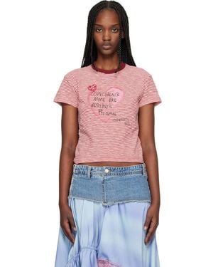 ANDERSSON BELL Off- Heart Message Stripe T-Shirt - Multicolour