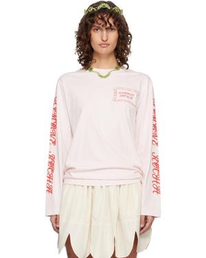 Simone Rocha Pillowcase Logo Print Long Sleeve T-Shirt - Pink