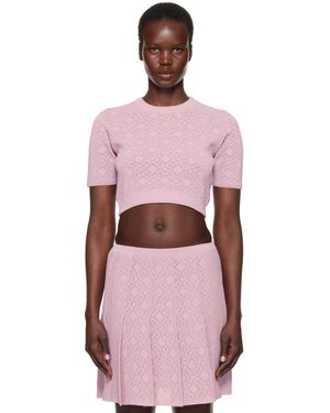 Givenchy Pull Écourté Rose À Monogrammes 72 En Jacquard