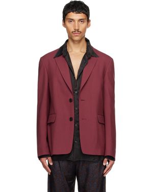 Dries Van Noten Burgundy Wool Blazer - Red