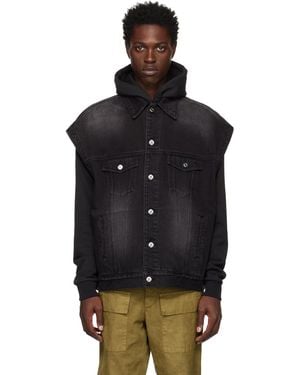 we11done Oversized Trucker Denim Vest - Black