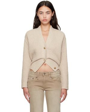 R13 Split Hem Ribbed Cardigan - Natural