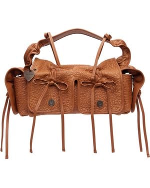 Acne Studios Sac Brun Clair En Cuir Grainé À Poches - Marron