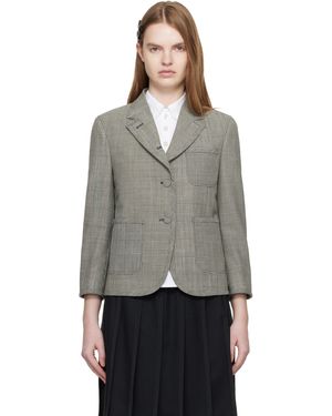 Thom Browne Veston Écourté Noir Et Blanc À Panneaux En Fresco - Gris