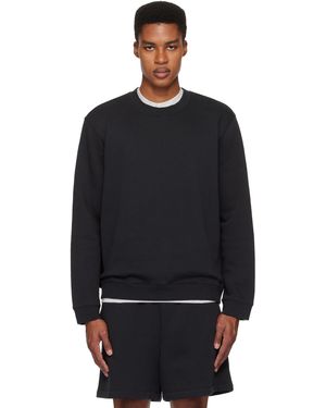 Skims Fleece Lounge Classic Crewneck Sweatshirt - Black