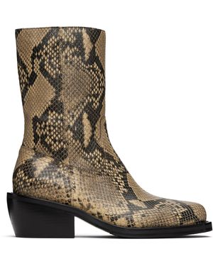 Dries Van Noten Snake Print Boots - Brown