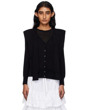 OPEN YY Cardigan Noir À Garnitures Étagées De Style Manche