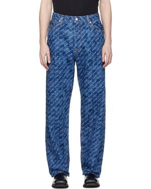 vowels Baggy Denim Jeans - Blue