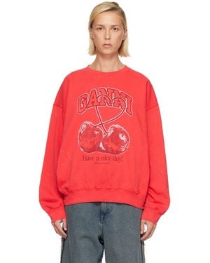 Ganni Cherry Crewneck Sweatshirt - Red
