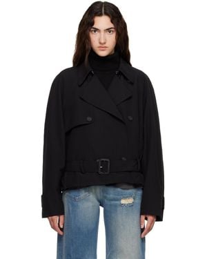 MM6 by Maison Margiela Belted Wool Blend Jacket - Black