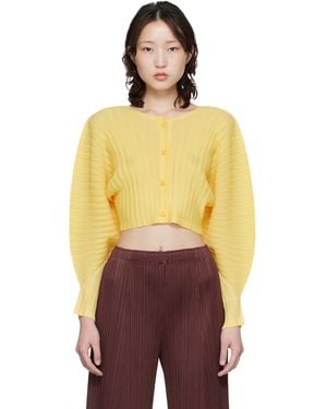 Pleats Please Issey Miyake Rib Pleats January Cardigan - Yellow