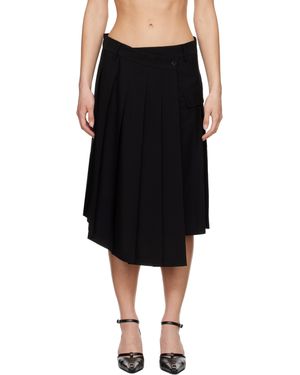 Feng Chen Wang Jupe Midi Noire À Plis