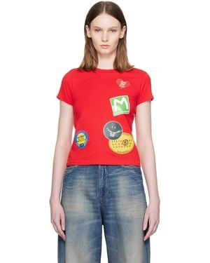 MM6 by Maison Margiela Sticker T-Shirt - Red
