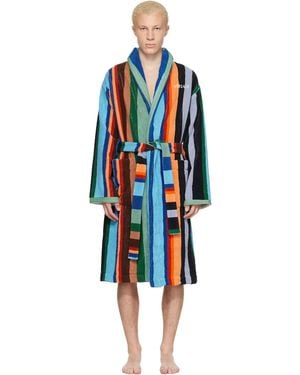 Versace Striped Cotton-terry Jacquard Bathrobe - Red