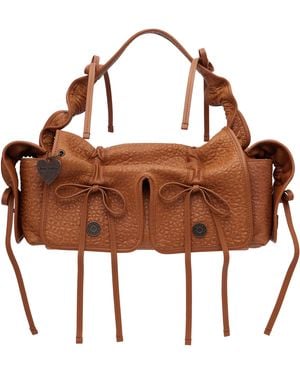 Acne Studios Sac Brun En Cuir Grainé À Poches - Marron