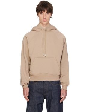 Ami Paris Cotton Embossed Ami De Coeur Hoodie - Natural