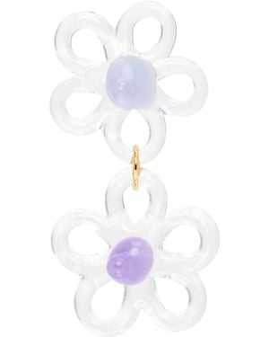Levens Jewels パープル Double Daisy シングルピアス - ホワイト